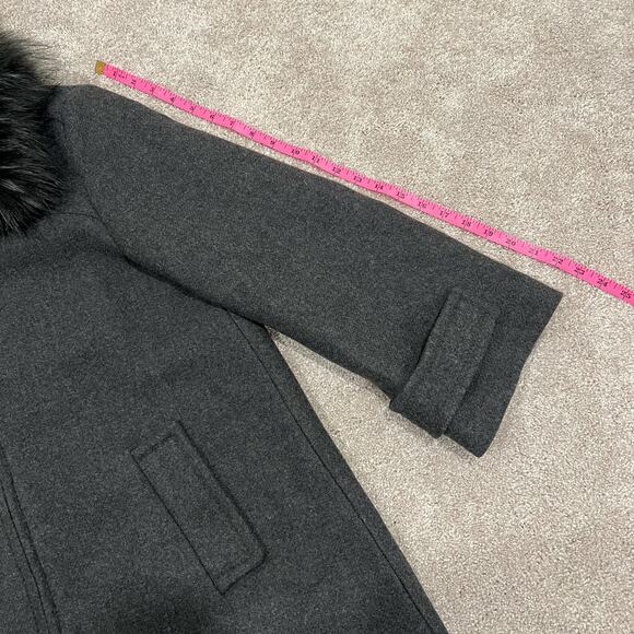 Zara Women's Grey Wool Jacket with Zipper and Faux Fur Collar Size M - Picture 11 of 12